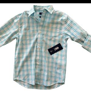 Izod Stretch Extensible Boys Long Sleeve Plaid Button Down Shirt Size‎ XS 6/7